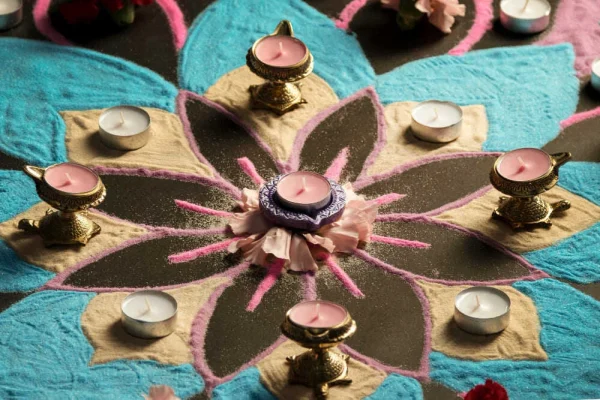 Candles rangoli design