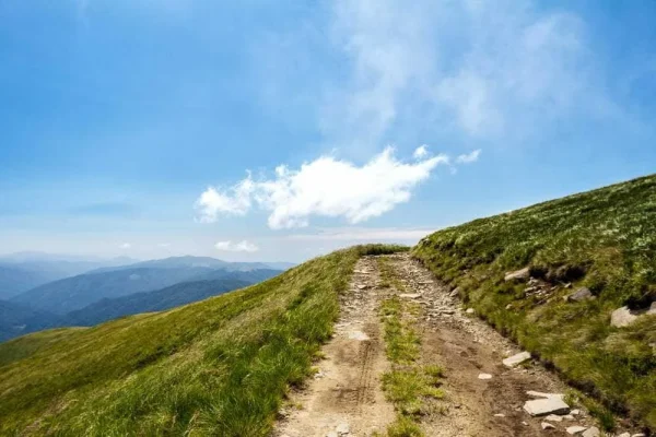 Mountain trail with scenic valley view