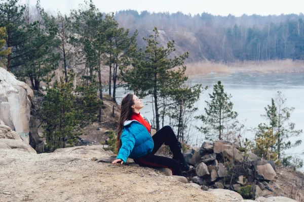 Woman enjoying the view during looking glass rock hike